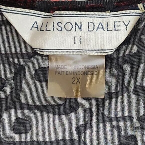 Mod Print Shiny Velveteen Red & Black Blouse for Ladies - Picture 7 of 7